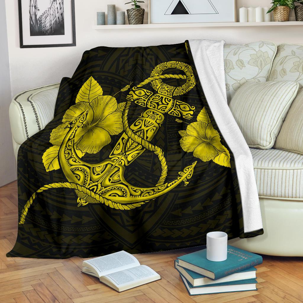 Anchor Yellow Poly Tribal Premium Blanket – AH – J14