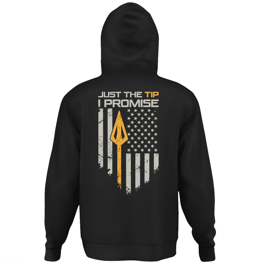 Just The Tip I Promise – Funny Bow Hunter Archery Hoodie Print On Back