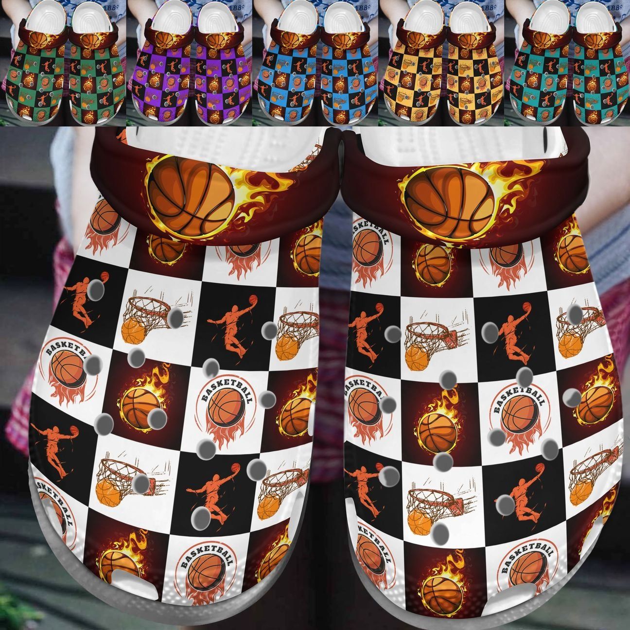 Basketball Personalize Clog Custom Crocss Fashionstyle Comfortable For Women Men Kid Print 3D Whitesole Basketball Lover