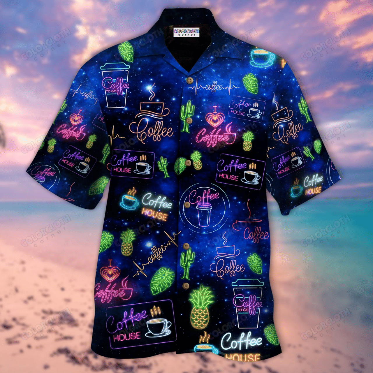 Coffee Neon Hawaii Shirt Ha105107