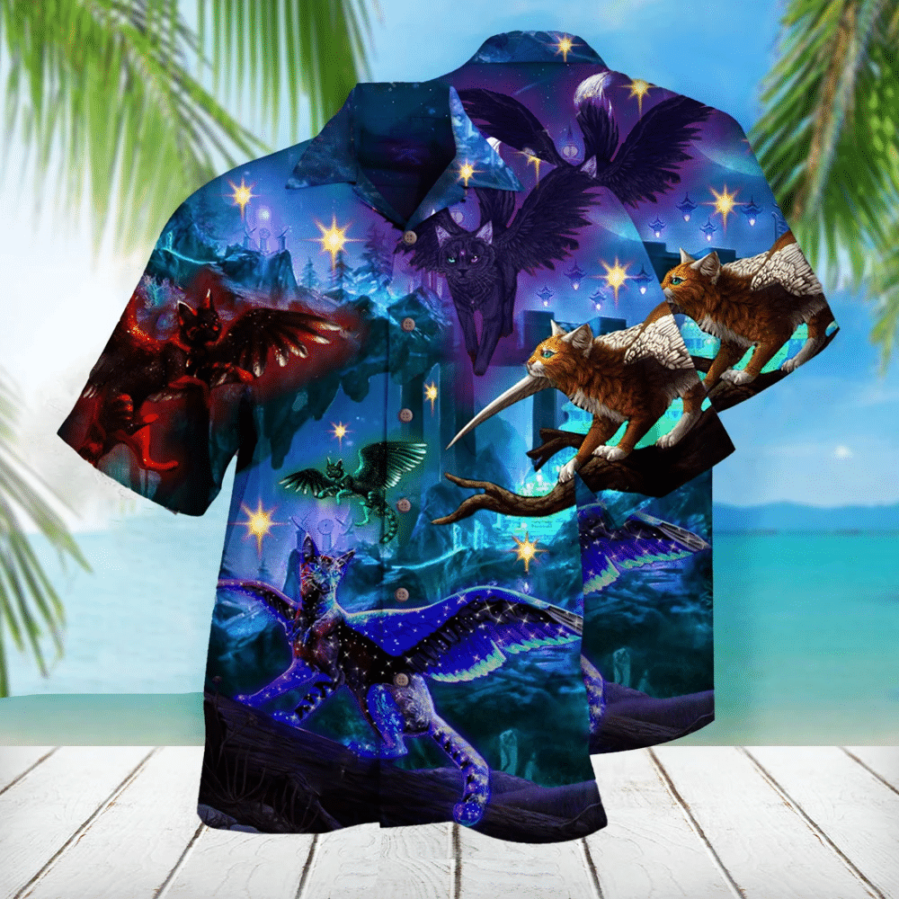 Mysterious Winged Cats Hawaii Shirt Unisex Adult Ha33990