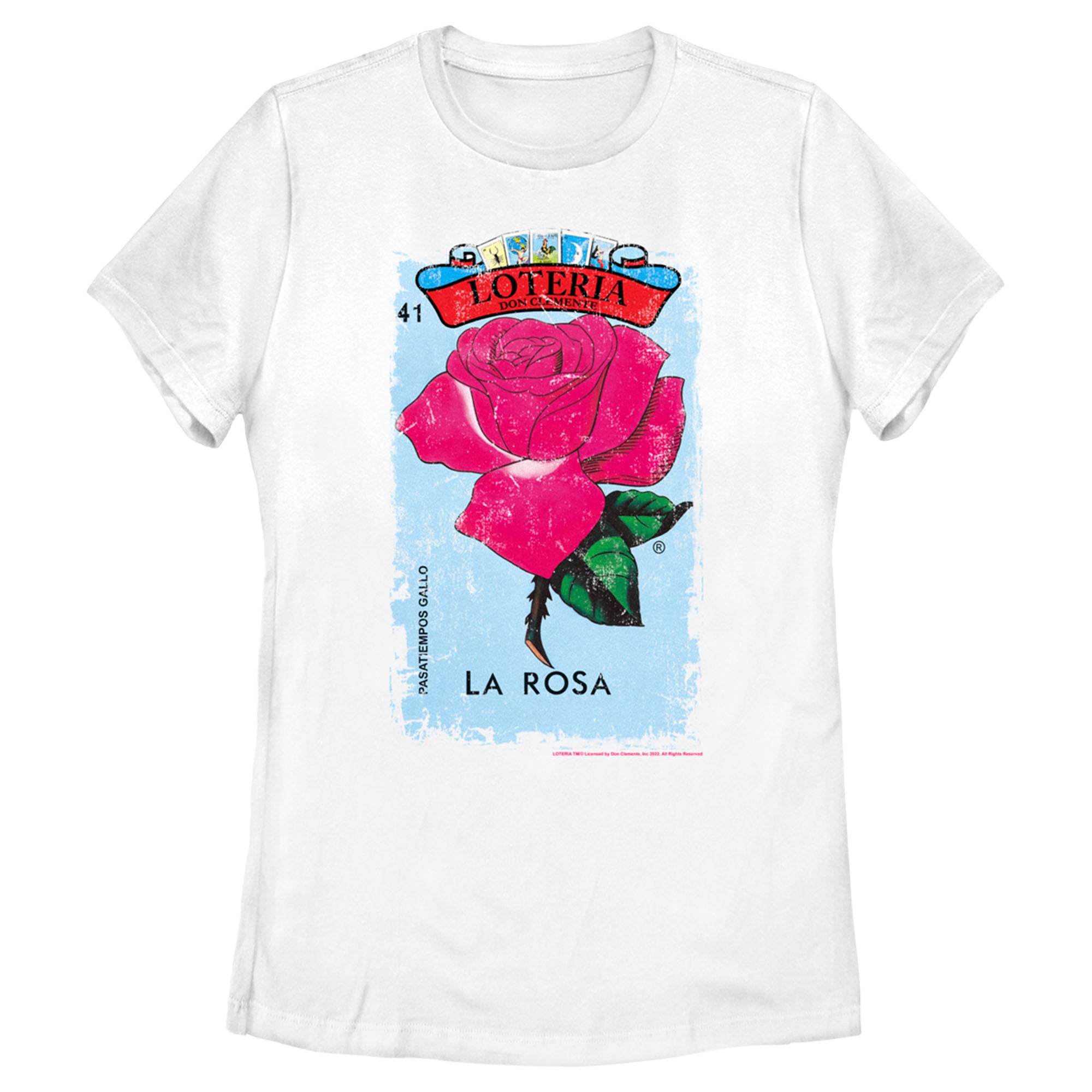 Women’S Loteria La Rosa Card Number 41 Distressed T-Shirt