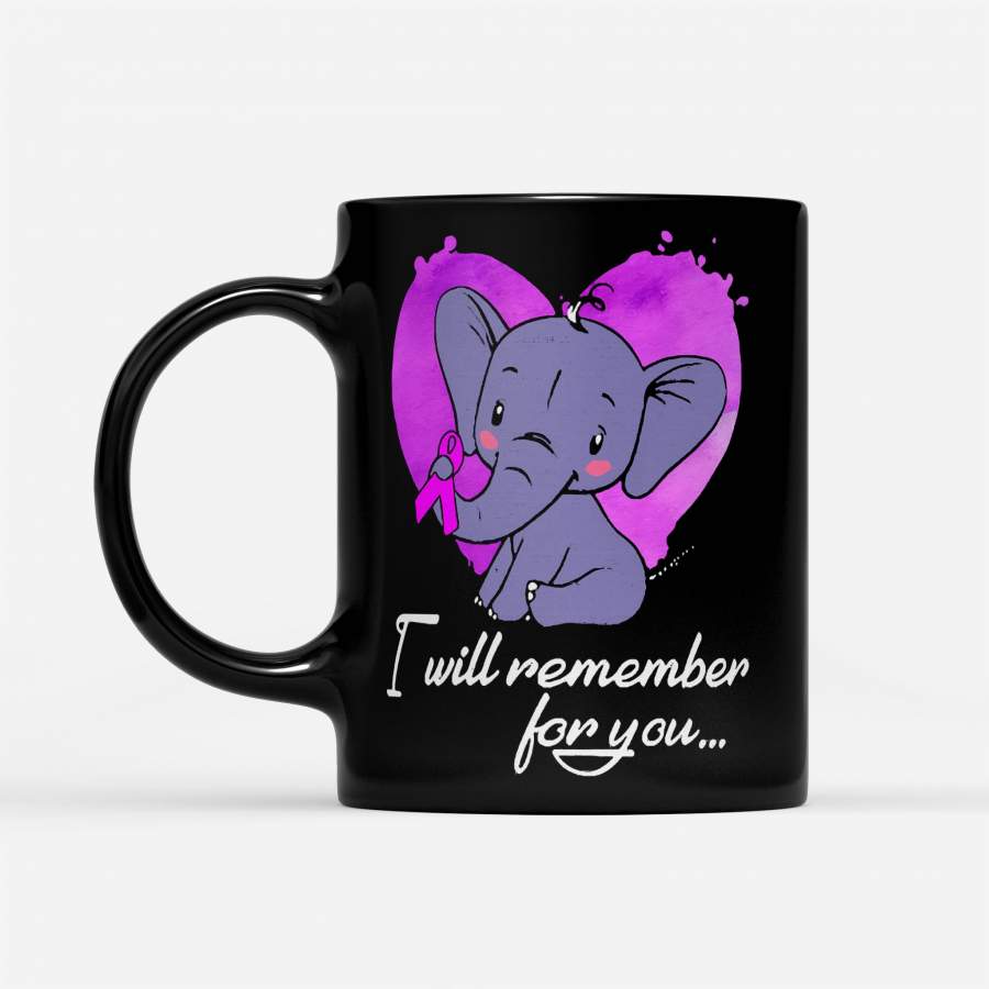 I Will Remember For You Elephant Neuropathy Awareness Peach Ribbon Warrior – Black Mug