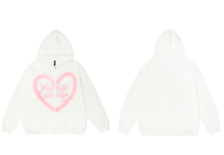 y2k 2021 Women Zip-up Hoodie Hip Hop Streetwear Graffiti Print Heart Letter Bear Print sweatshirt Autumn Harajuku punk E-girl alx