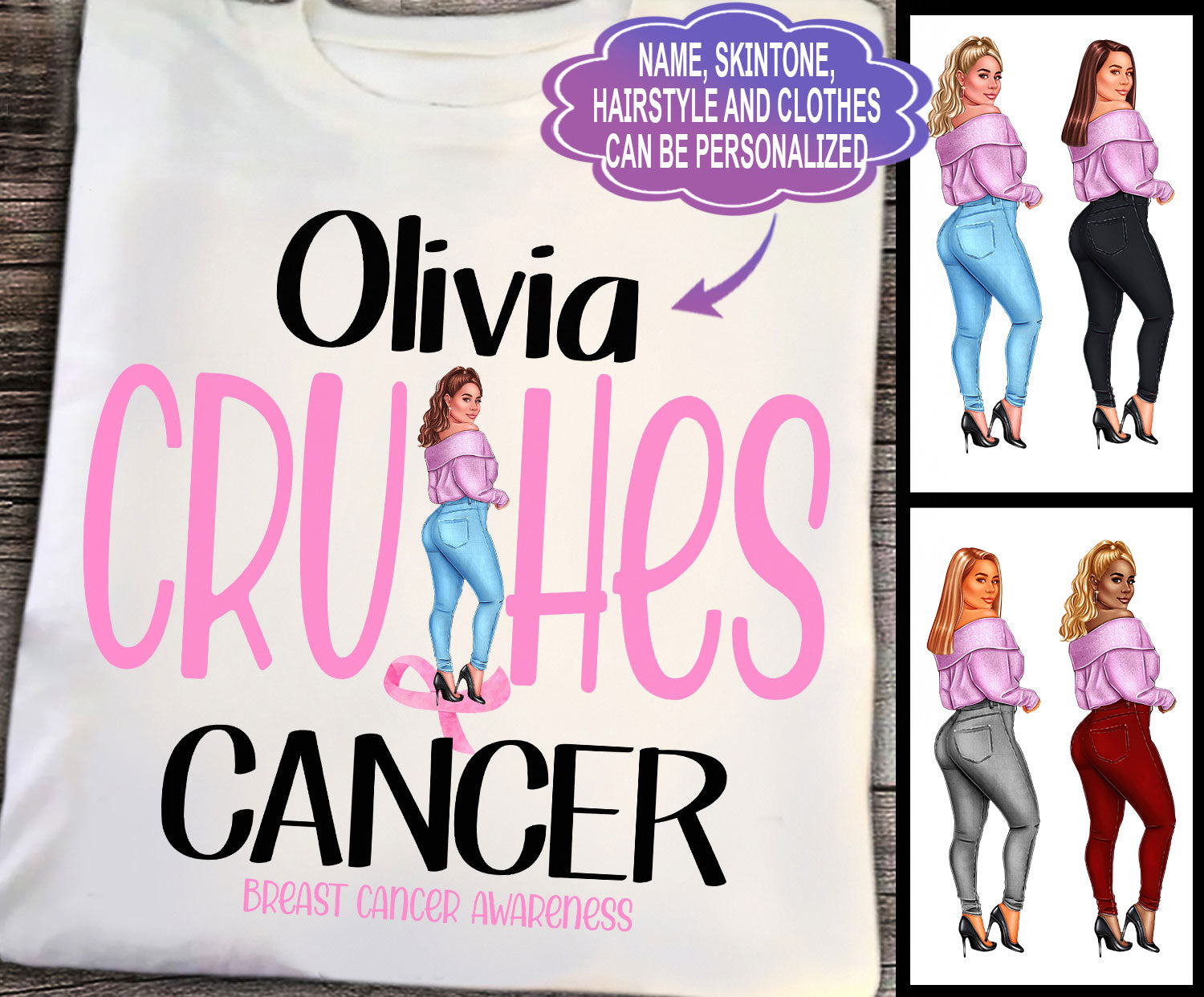 Crush Cancer – Breast Cancer Awareness Personalized T-Shirt And Hoodie