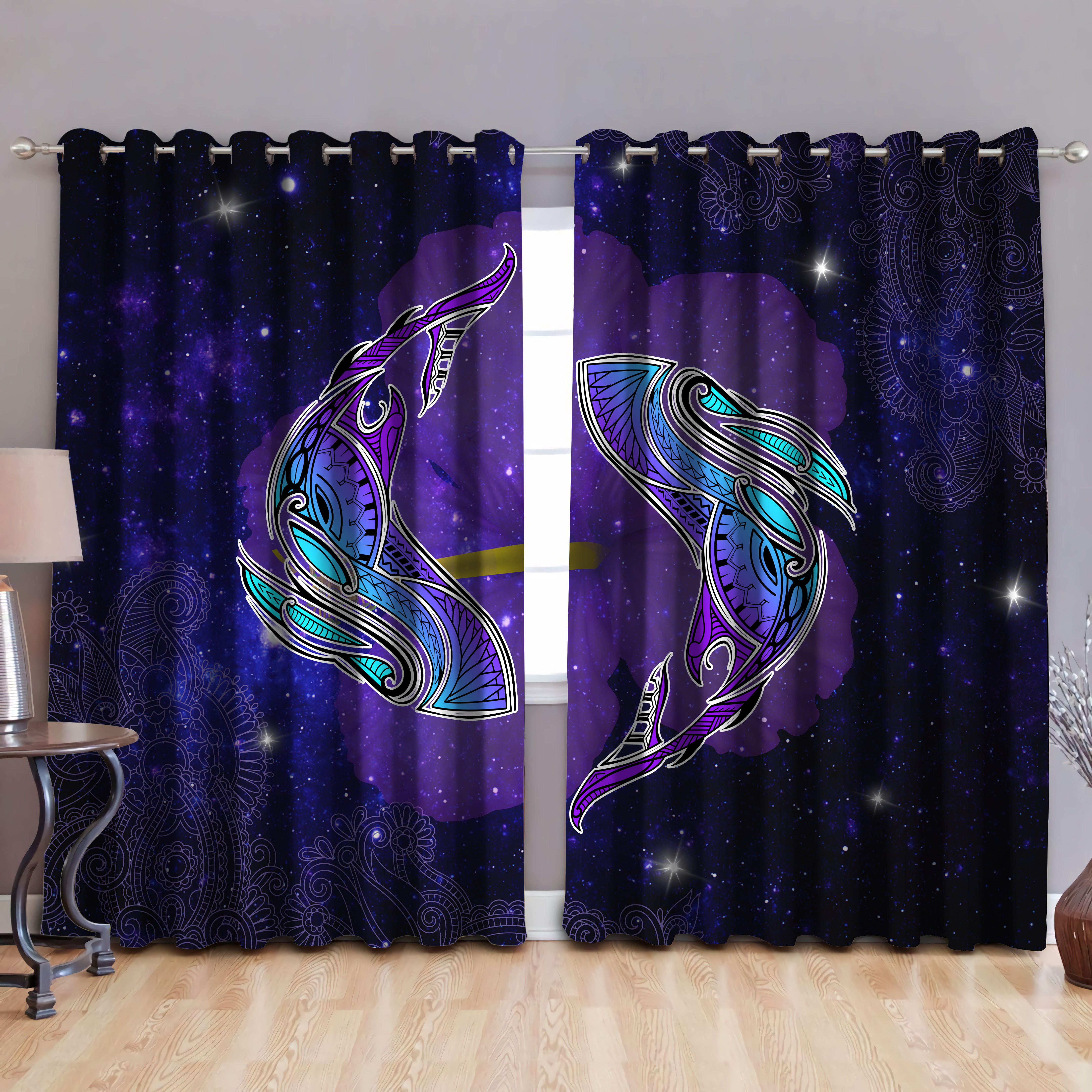 Tmarc Tee Amazing Polynesian Whale Tattoo Hawaii Style Window Curtains Ml