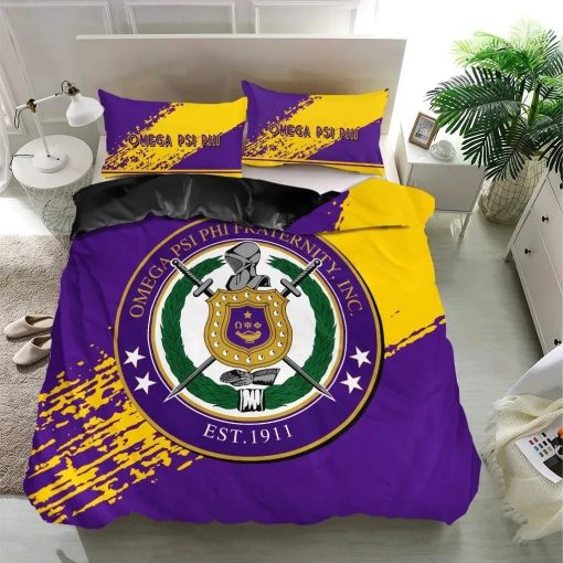 Black Greek – Omega Psi Phi Crest Symbol 3D Bedding Set