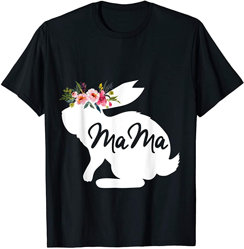 Mama Bunny Floral Pregnant Mom Matching Couple T-Shirt