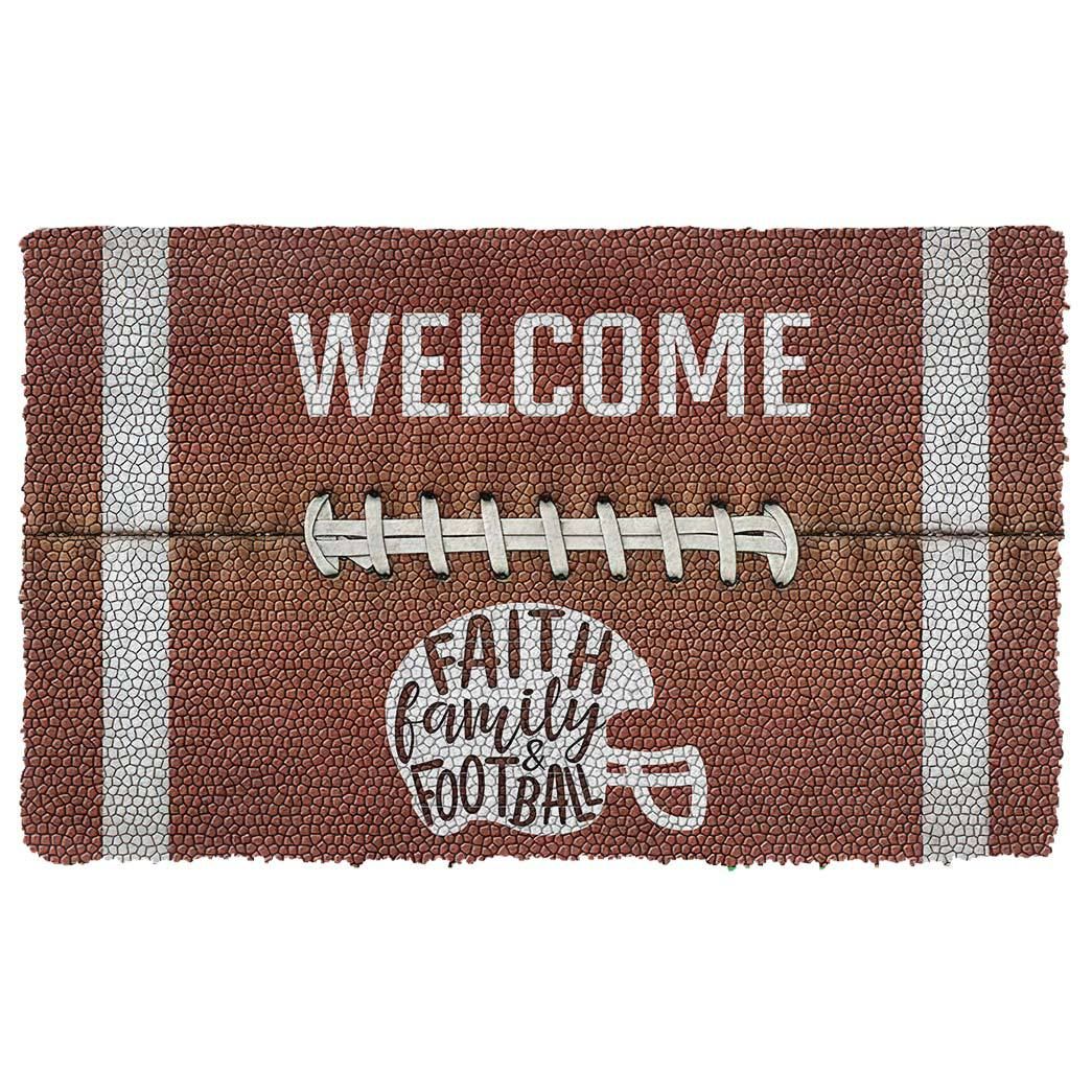 Alohazing 3D Welcome Faith Family Football Doormat