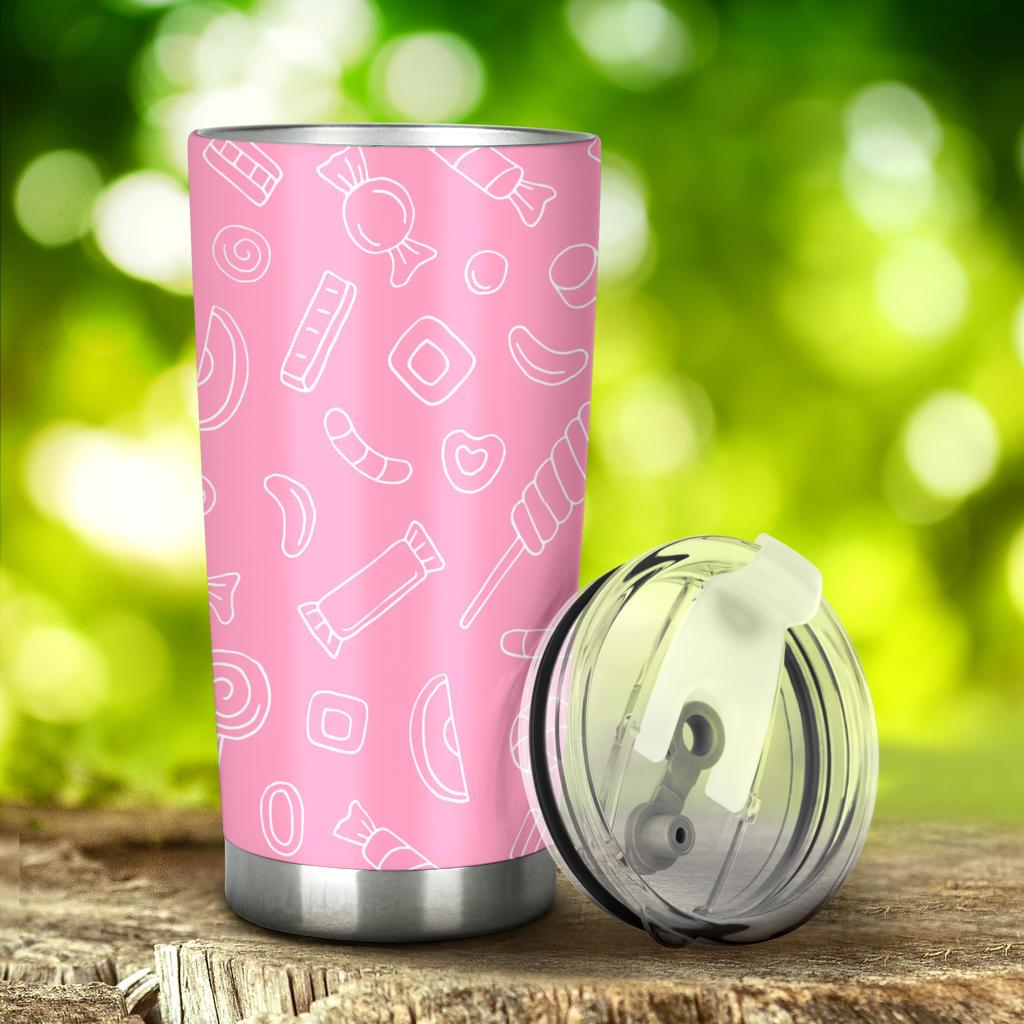 Sweet Candy Pink Background Tumbler