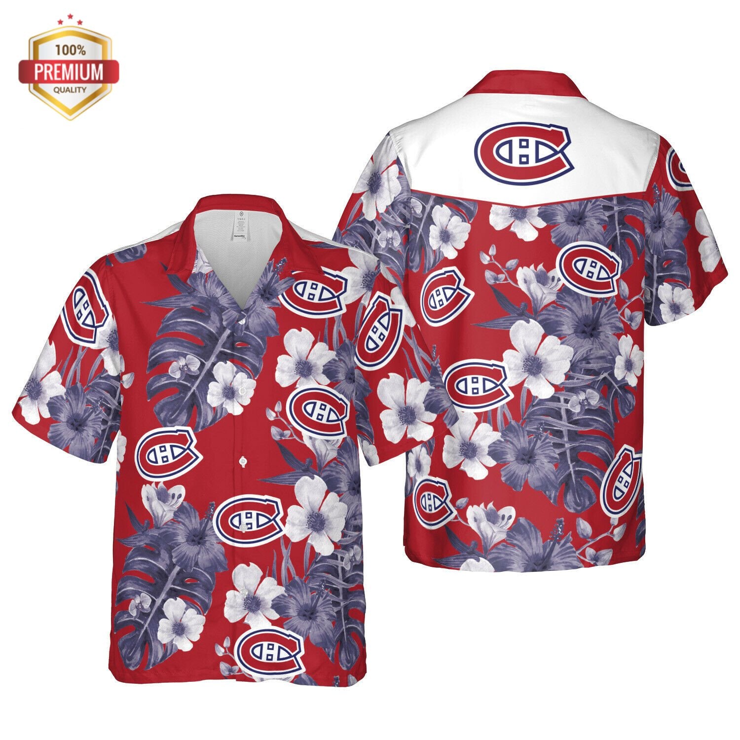 Montreal Canadiens Hawaii Floral, Hawaiian Beach Shirt Short Sleeve