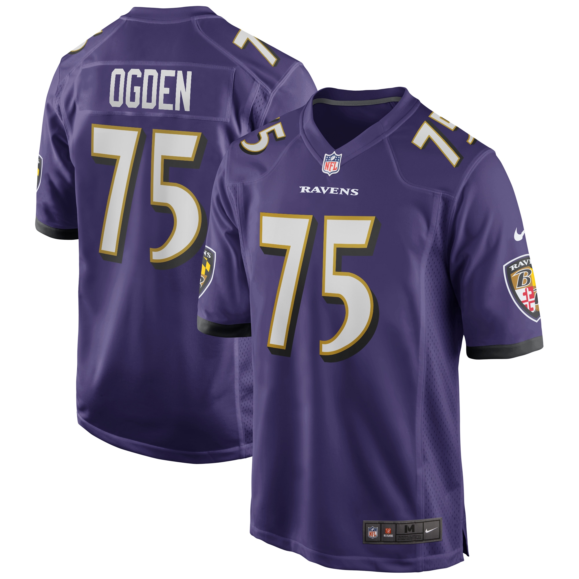 Men’s Baltimore Ravens Jonathan Ogden Purple Game Retired Player Jersey