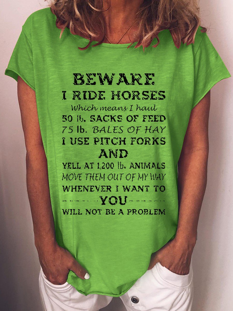 Women’S Funny Beware I Ride Horses T-Shirt