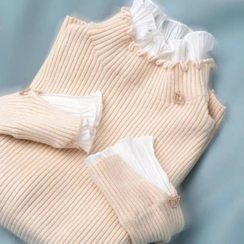 Woman Sweaters Women’s Turtleneck Sweater 2020 Short Autumn Winter Lace Ruffled Femme Chandails Pull Hiver alx