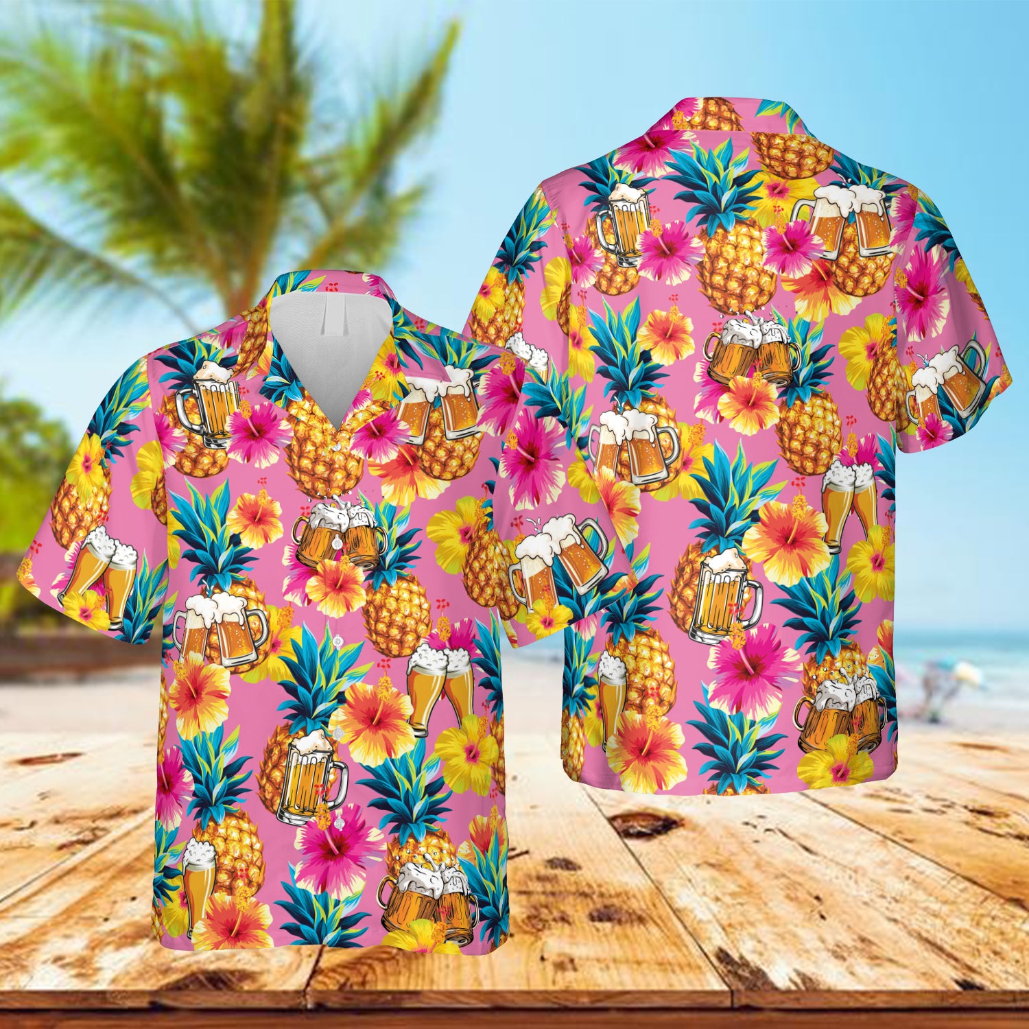 Beer Cheers Pineapple Pink Hawaiian Summer Shirt Ha16018