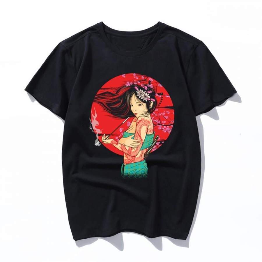 the geisha clothes Women T Shirt Art Oil Painting Graphic aesthetic Cute Female T-shirt Casual Harajuku Men Tshirt Funny Ulzzang