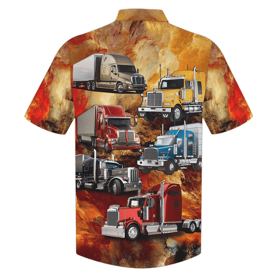 Trucker Hawaii Unisex Print Aloha Short Sleeve Casual Shirt Ha79275