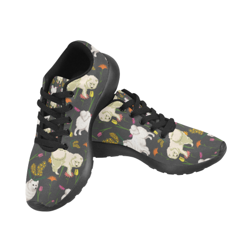 American Eskimo Dog Flower Black Sneakers for Men