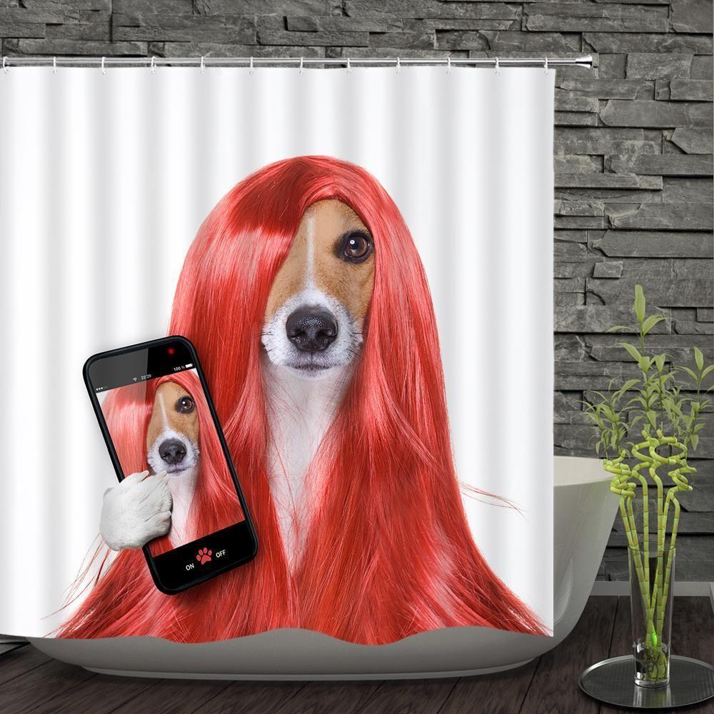 The Funny Dog With Red Hair 3D Printed Shower Curtain Gift Home Decoration