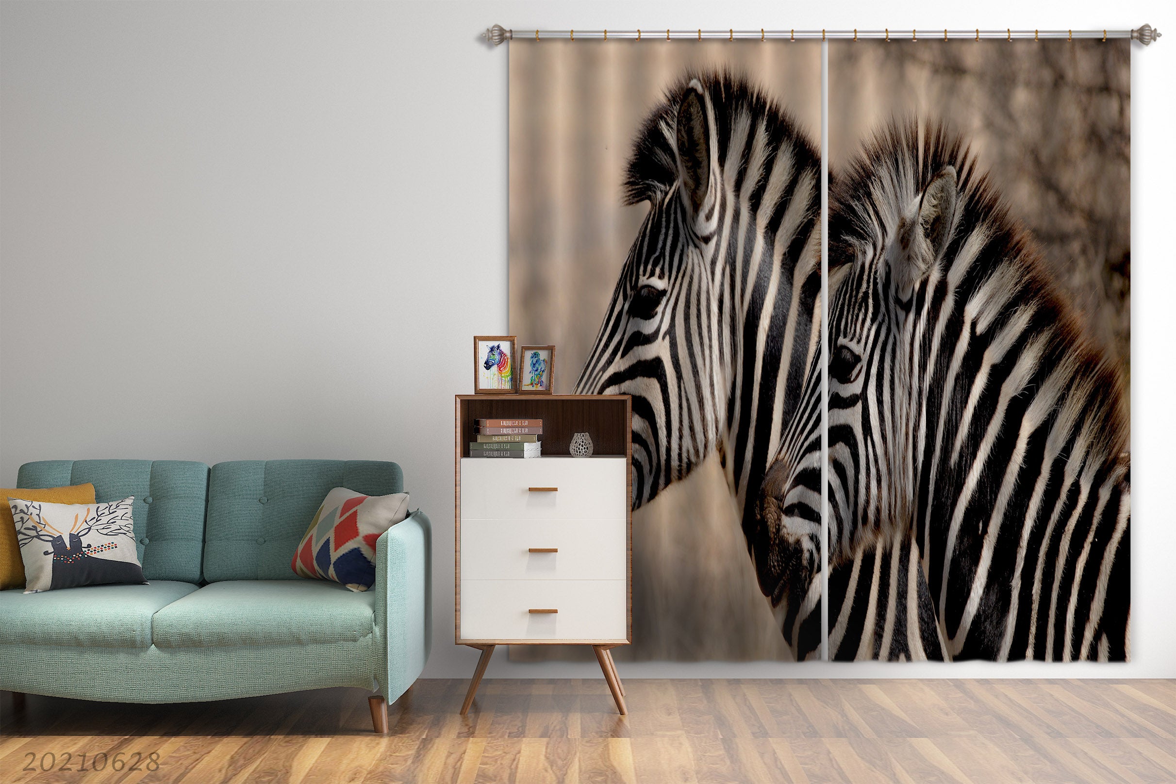 3D Wild Animal Zebra Zoo Curtains And Drapes Lqh 93