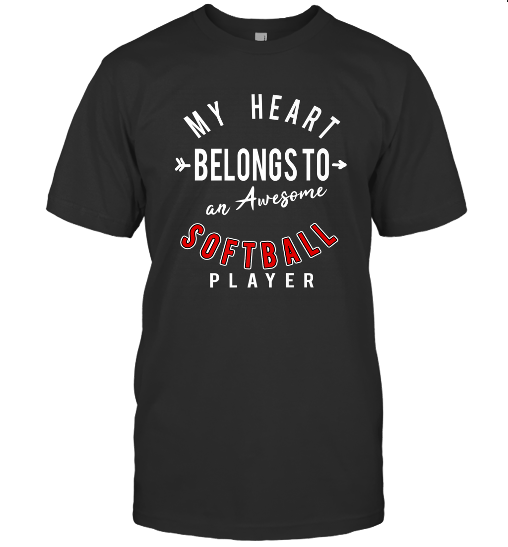 My Heart Belongs To An Awesome Softball Valentines Day Gift Men’s T-Shirt