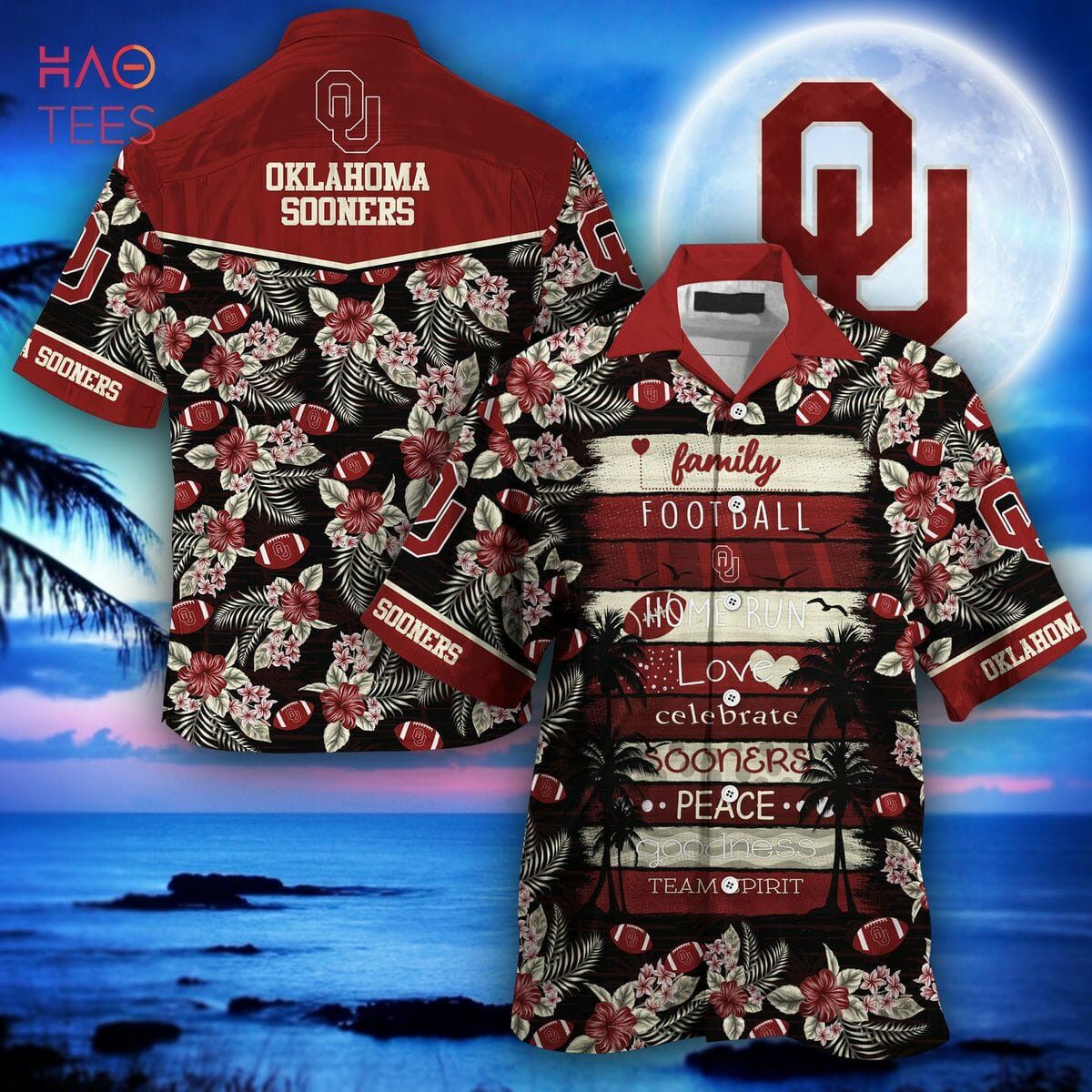 NCCA Oklahoma Sooners Crimson Black Hawaiian Shirt