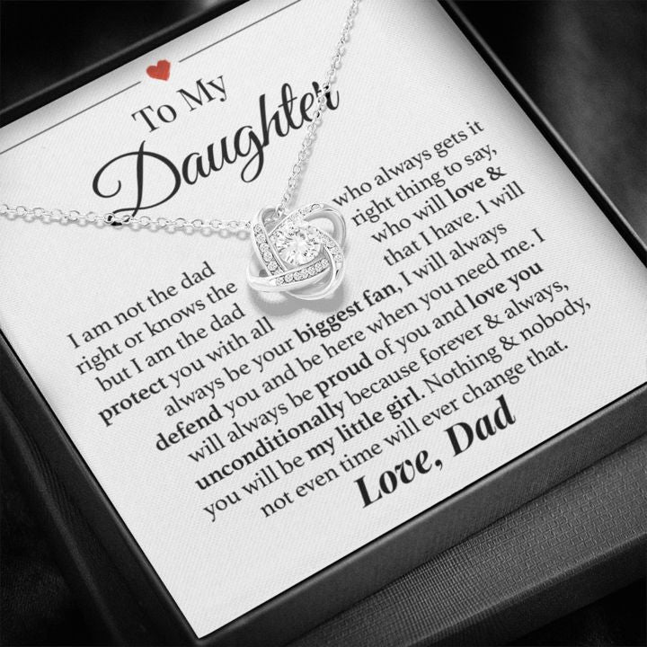 To My Daughter Necklace I Am The Dad Who Will Love & Protect You With All That I Have Love Knot Necklace Lx338F