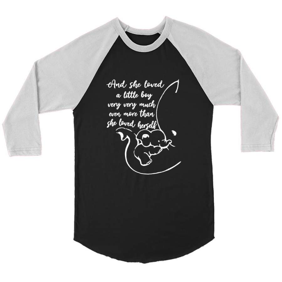 An She Loved A Little Boy Very Very Much Even More Than She Loved Herself, Elephant Lover, Mother’s Day Gift – Canvas 3/4 Raglan Shirt