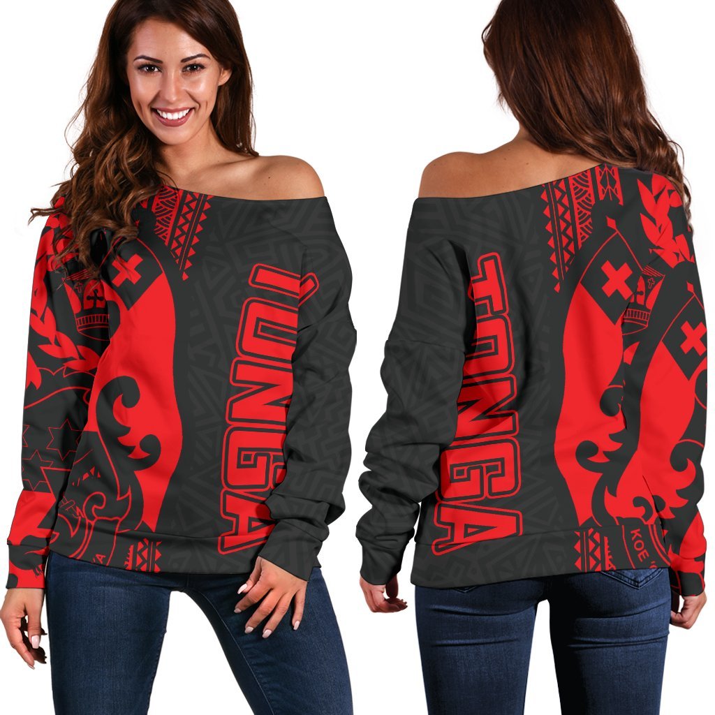 Tonga Island Love Pattern And Tongan Flag Shoulder Sweater