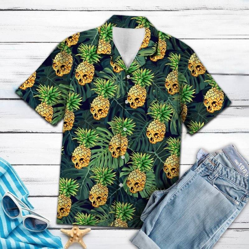 Artsyhomes Skull Pineapple Hawaiian Ha105827