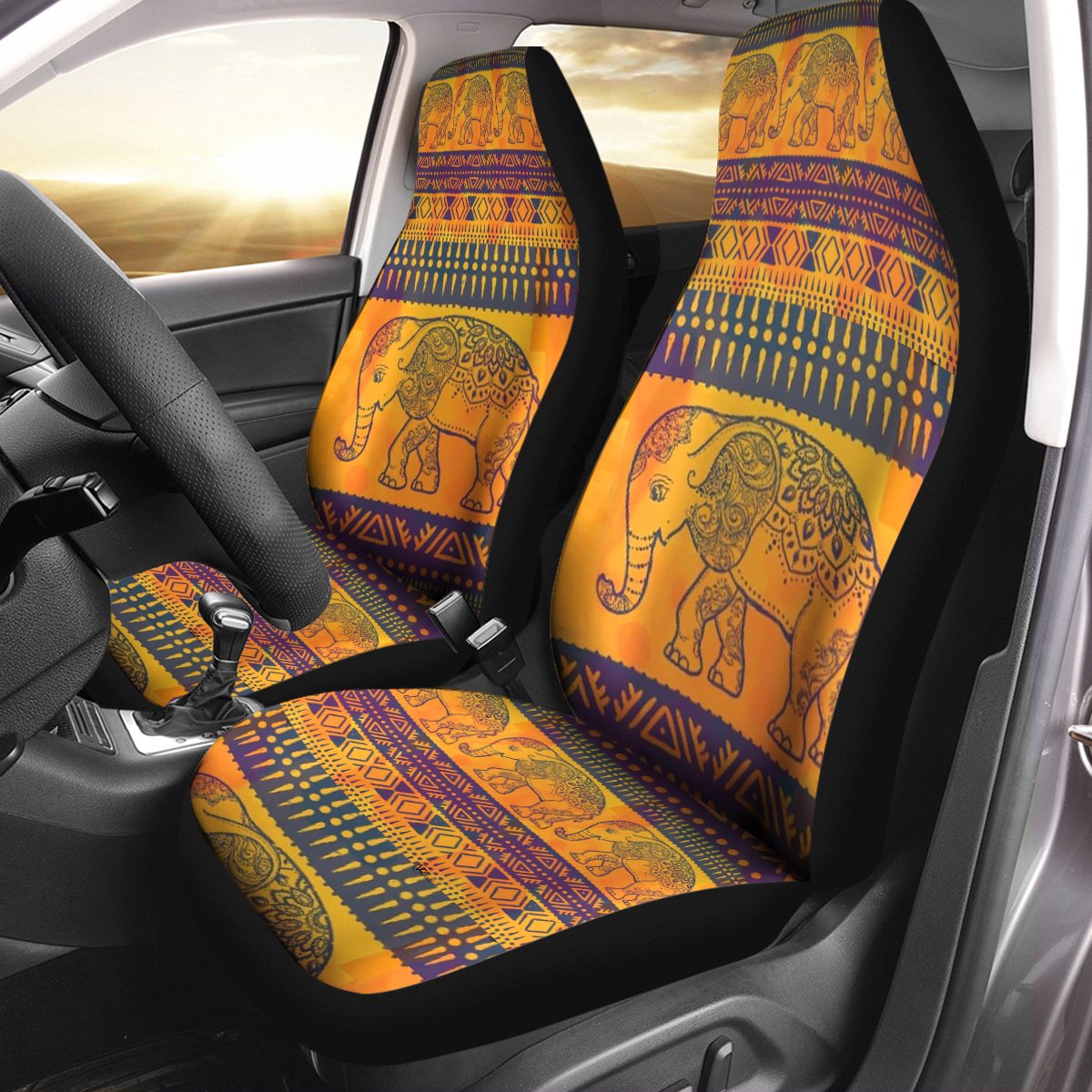 Indian Tribal Aztec Elephant Pattern Car Seat Cover Size Universal Fit