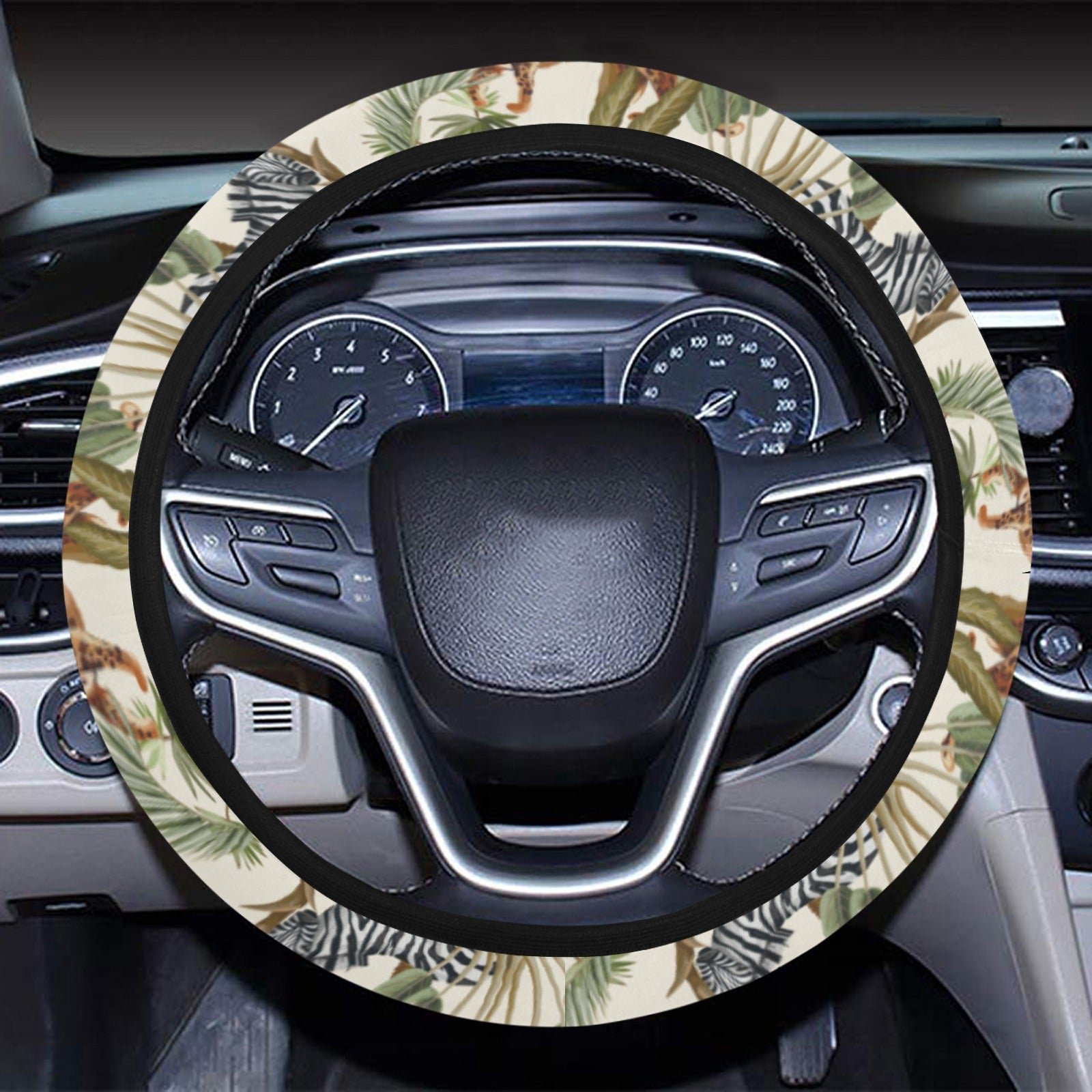 Safari Animal Print Design Lks304 Steering Wheel Cover With Elastic Edge