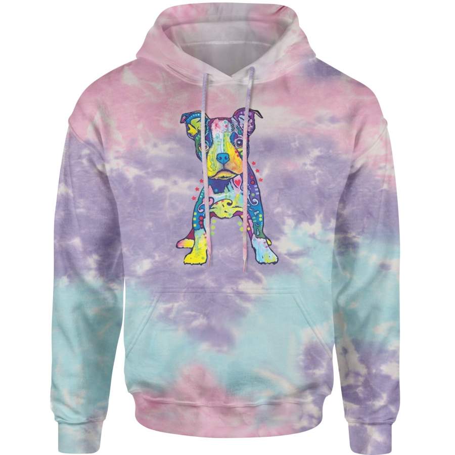 Puppy Graffiti Pop-Art Rainbow Colors Tie-Dye Adult Hoodie Sweatshirt