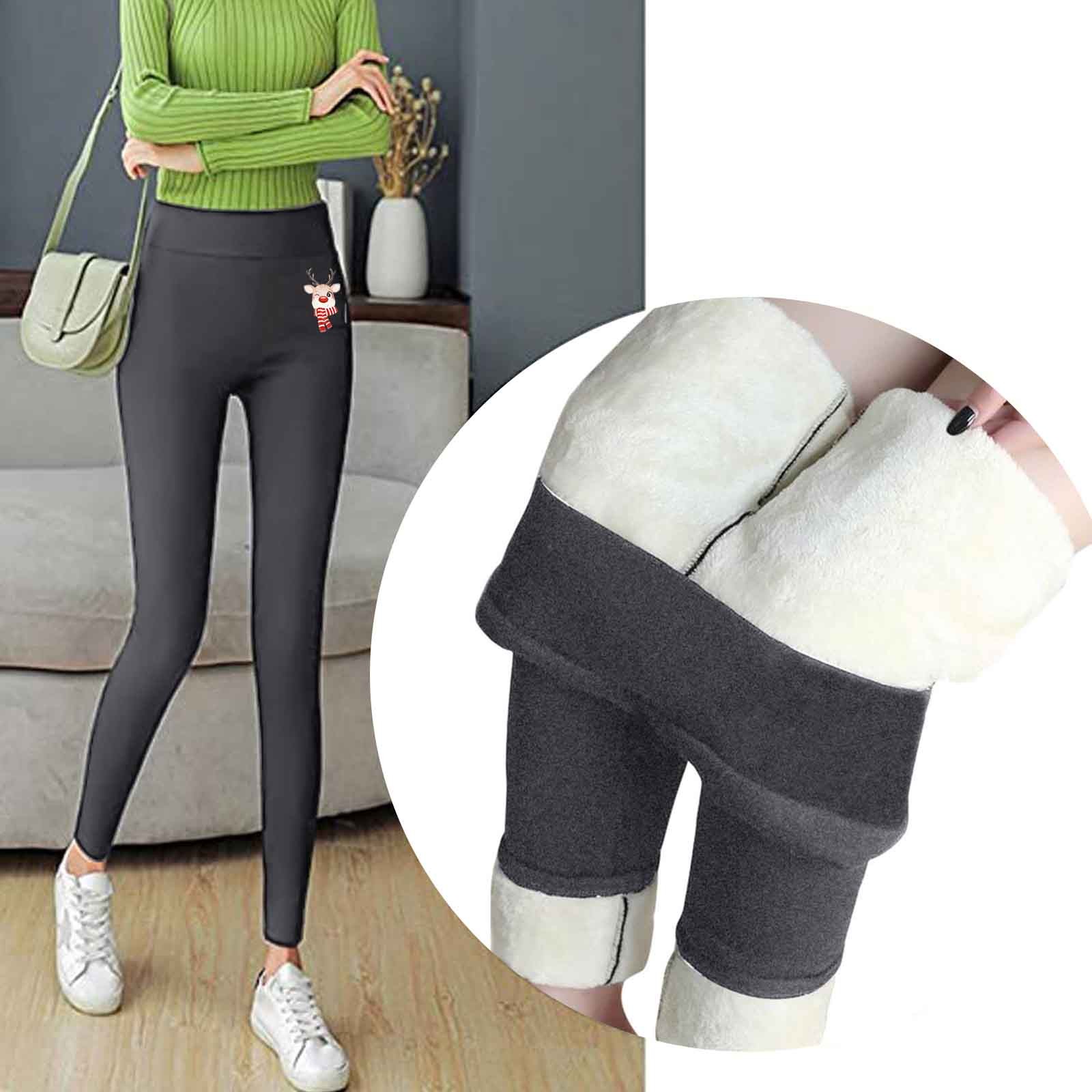 Women Thermal Leggings Winter Casual Women’s Cute Printed Stretch High Waist Thermal Trousers Silk Thermals for Women alx