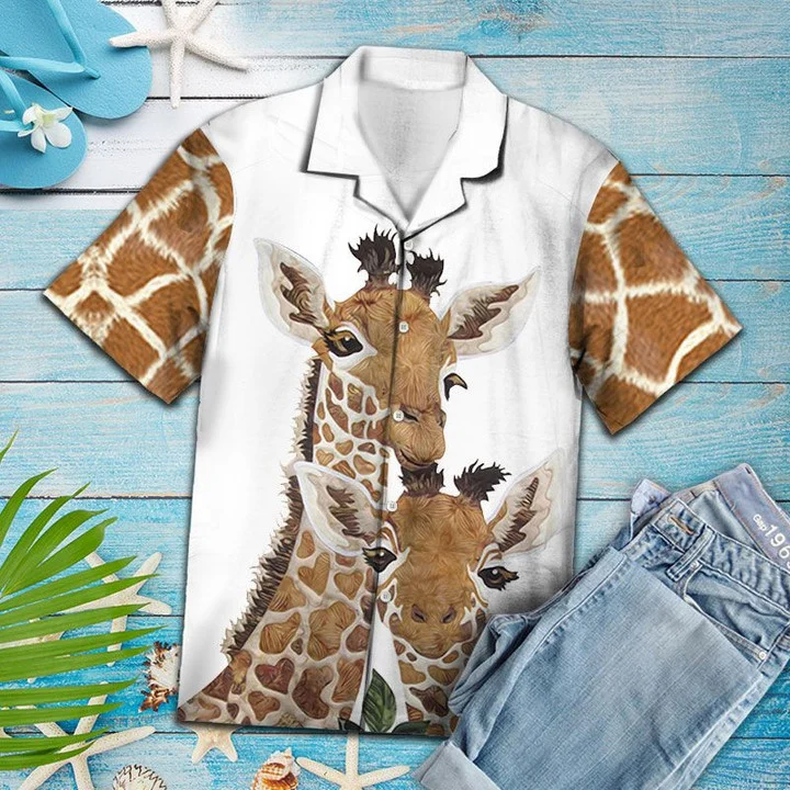 Best Holiday Gifts Ideal Happy Giraffe Family Portrait Hawaii Shirt For Men And Women Ha41330