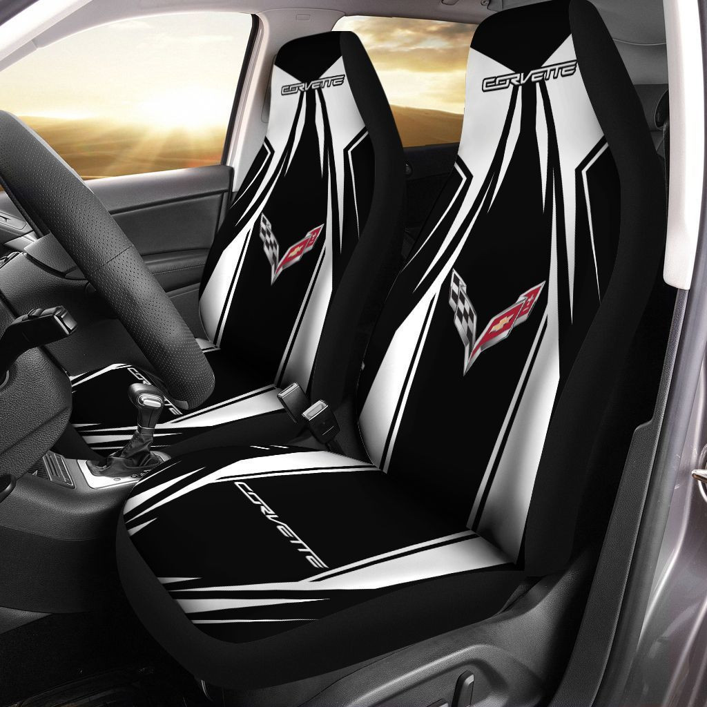 Chevrolet Corvette Car Seat Cover (Set Of 2) Ver 1 (White)