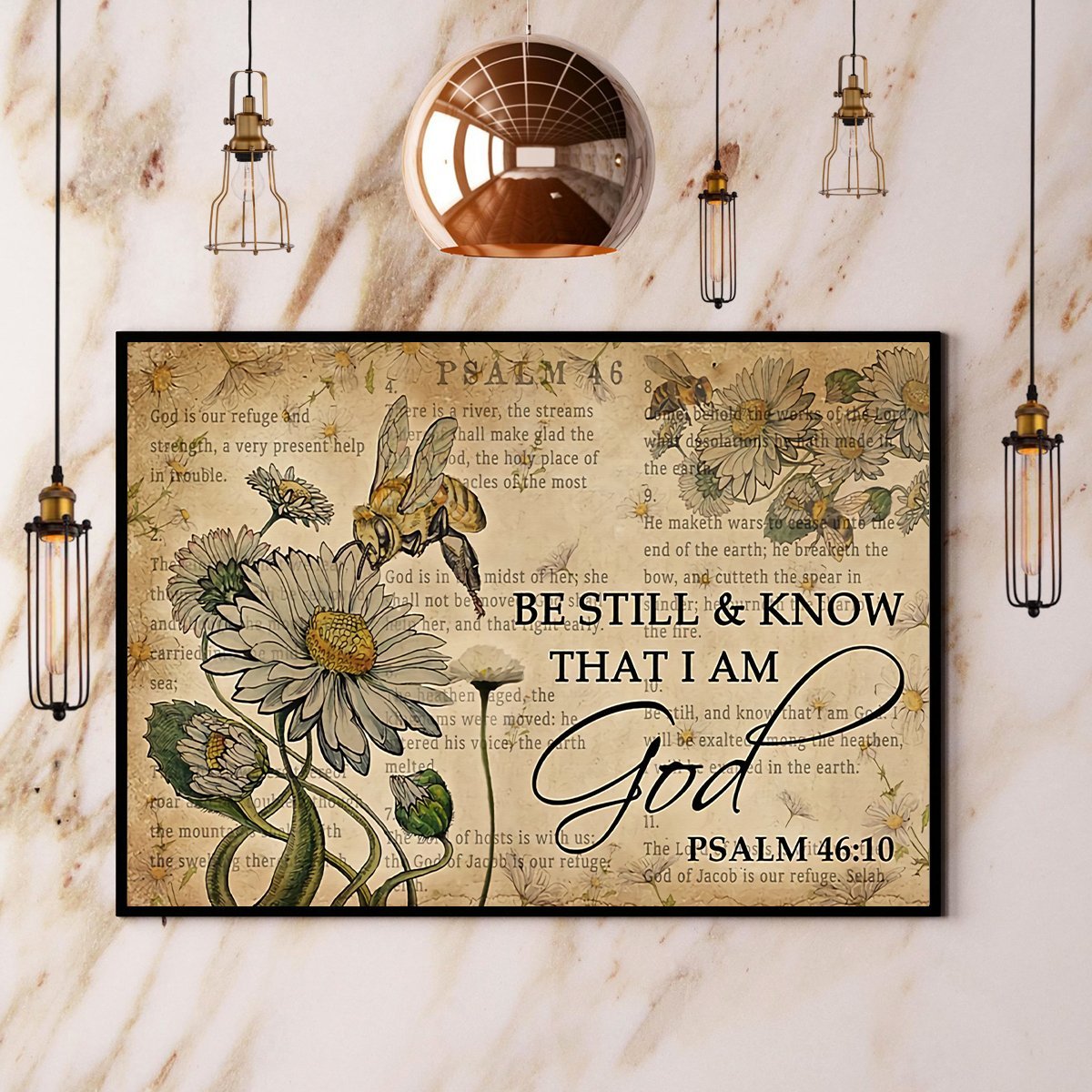 Bee Vintage Be Still And Know That I Am God Paper Poster No Frame  Matte Canvas Wall Decor