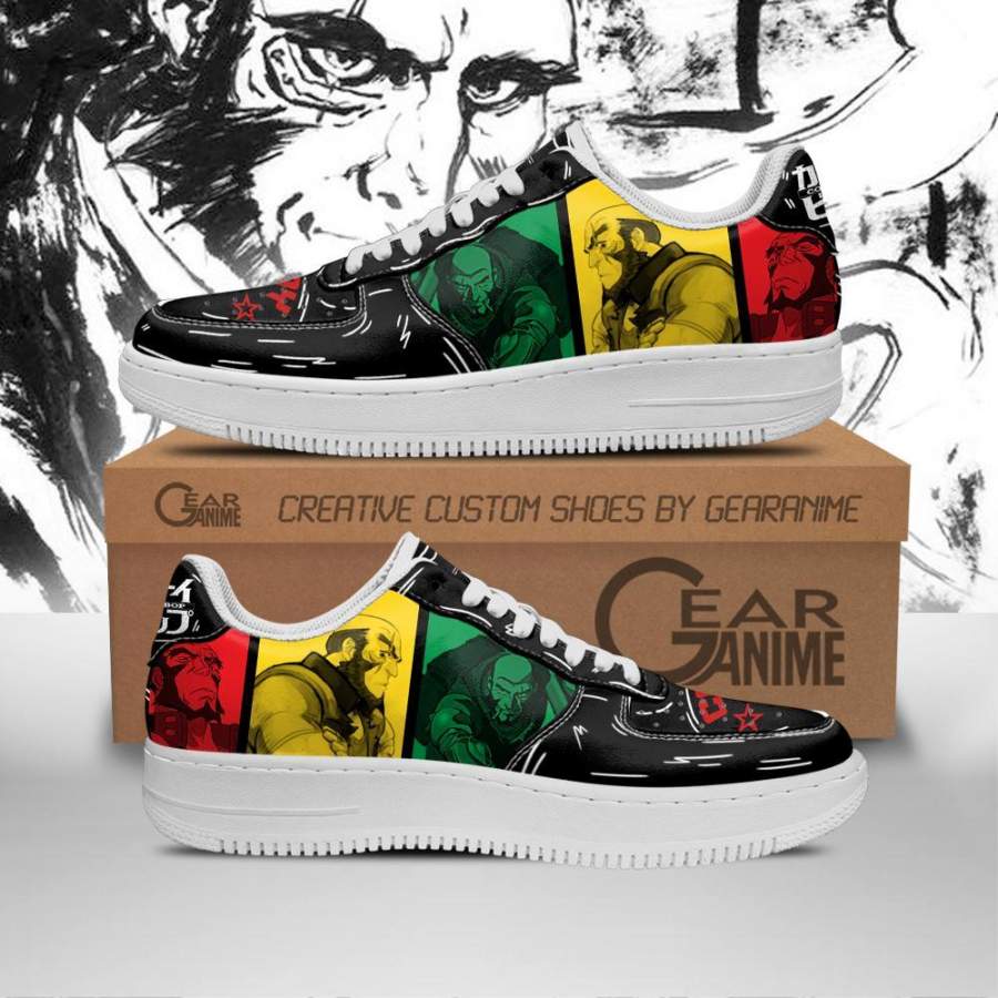 Jet Black Cowboy Bebop Air Force Sneakers Anime Custom Shoes PT10