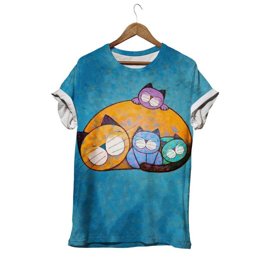 Lucky Kitten Family Blue Shirt