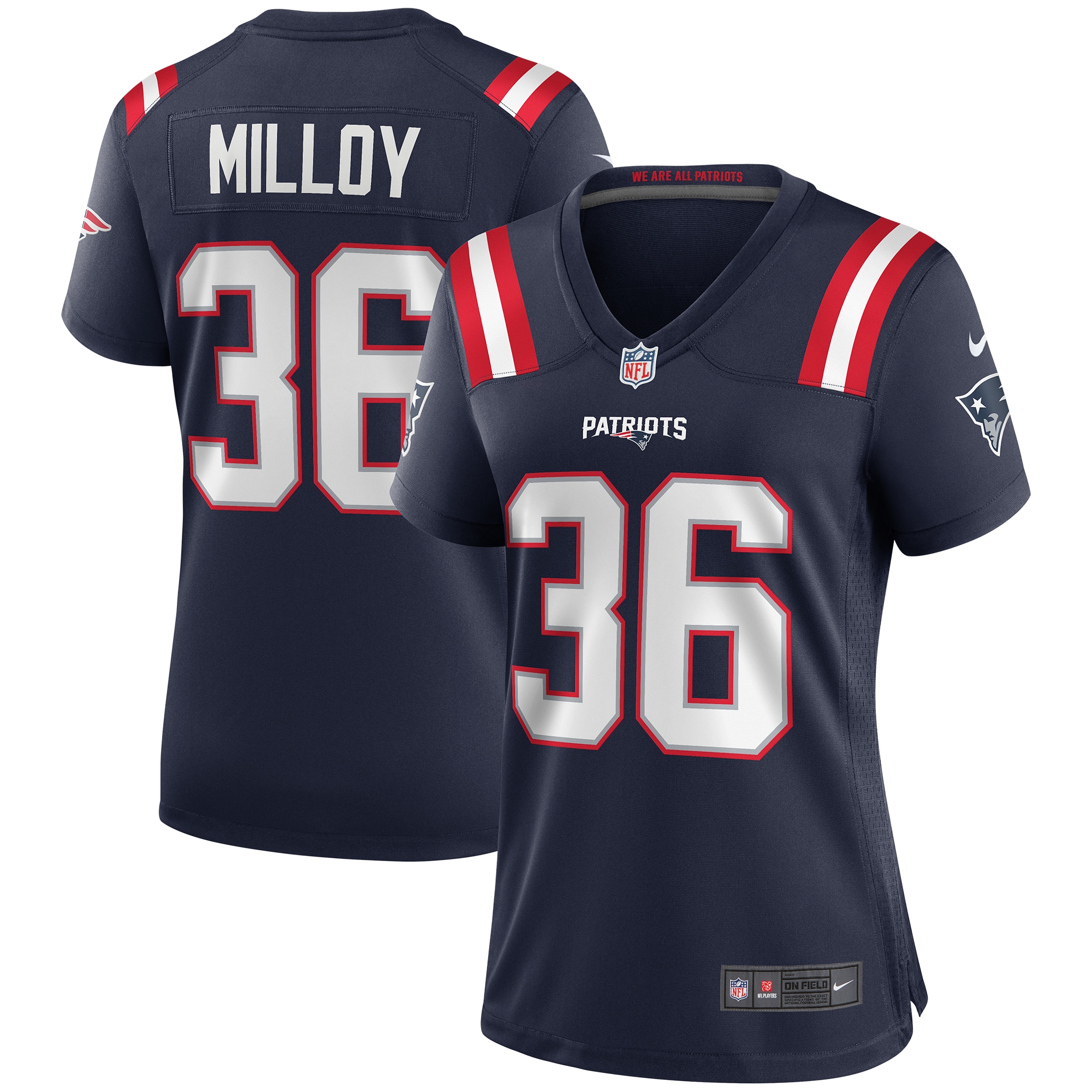 Women’s New England Patriots Lawyer Milloy Navy Game Retired Player Jersey