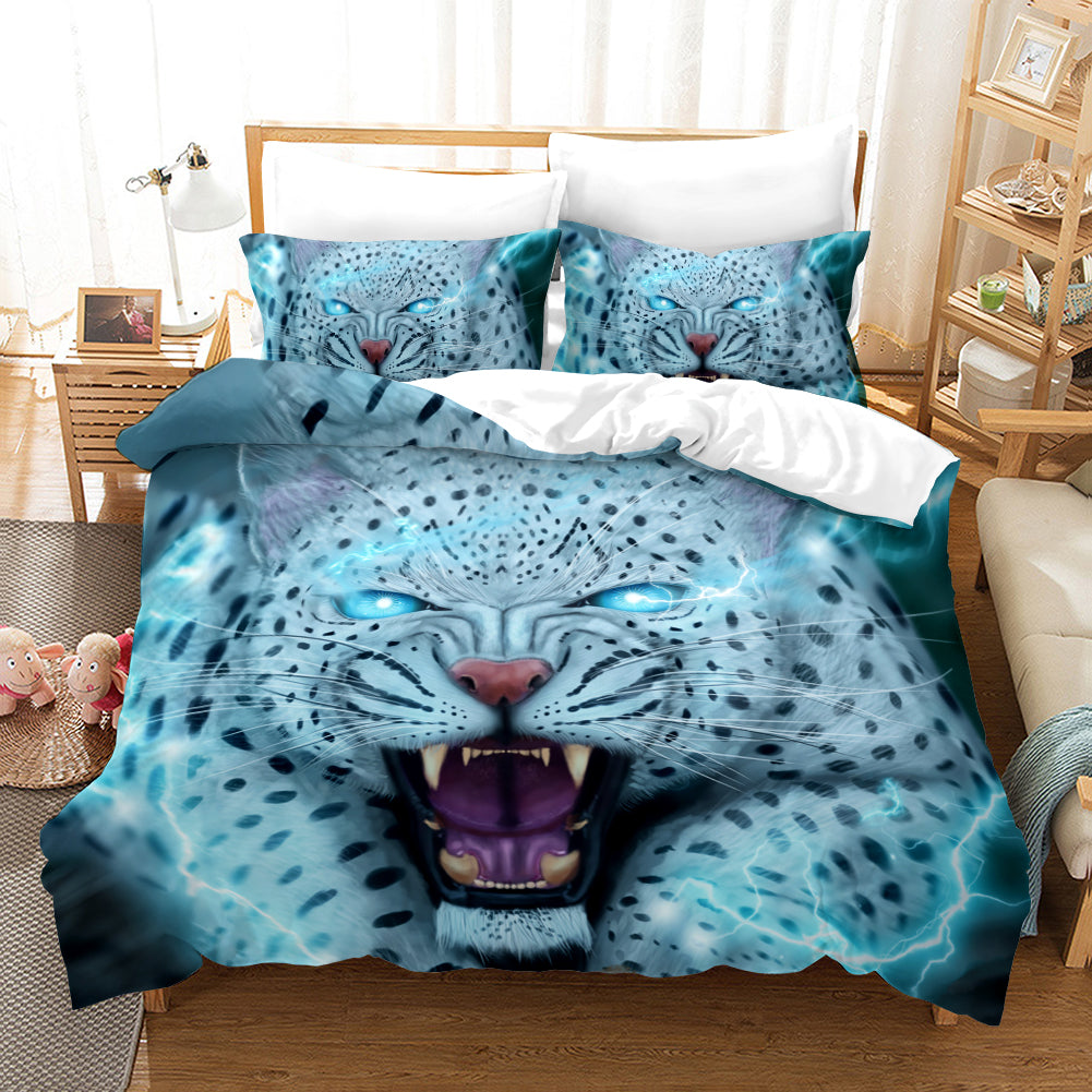 3D Blue Leopard Quilt Cover Set Bedding Set Pillowcases 49