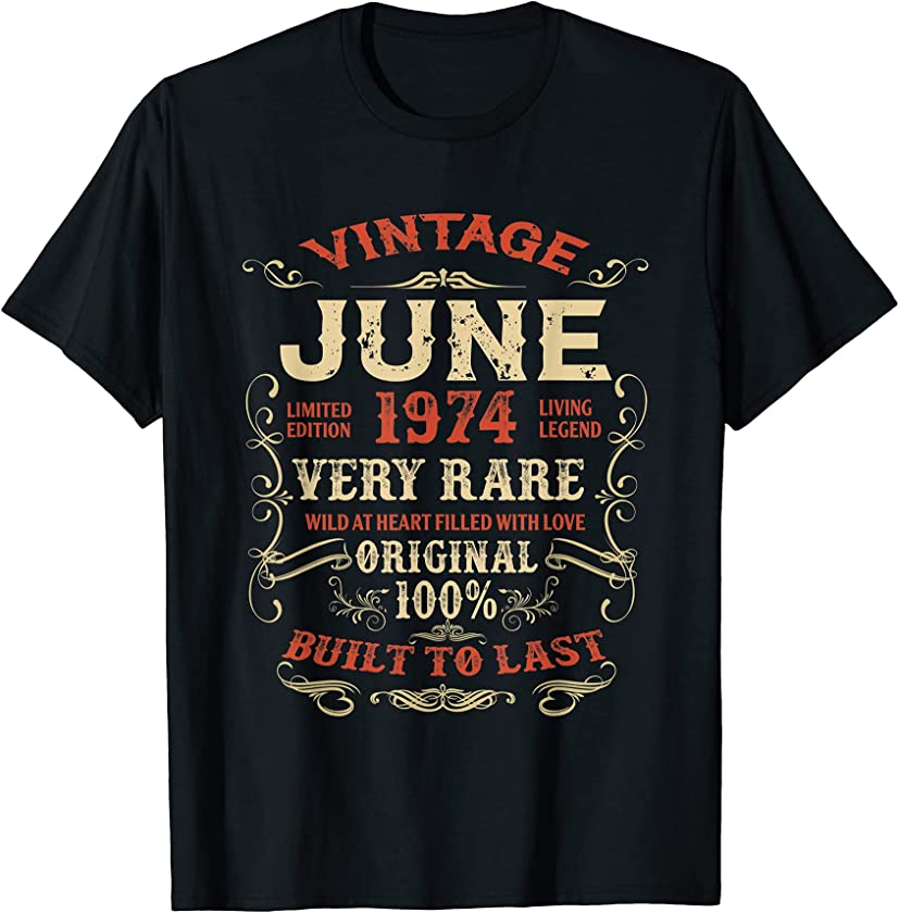 Vintage June 1974 47Th Birthday 47 Years Of Being Awesome T-Shirt