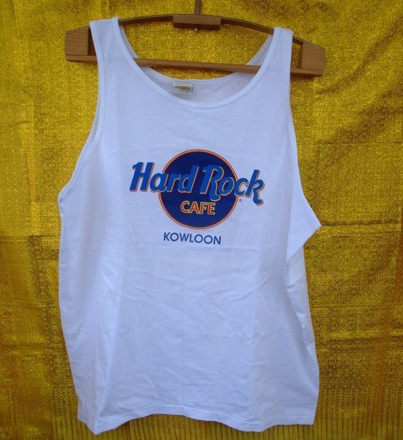 Shirt Vintage 90S Hard Rock Cafe Kowloon White Cotton Shirt