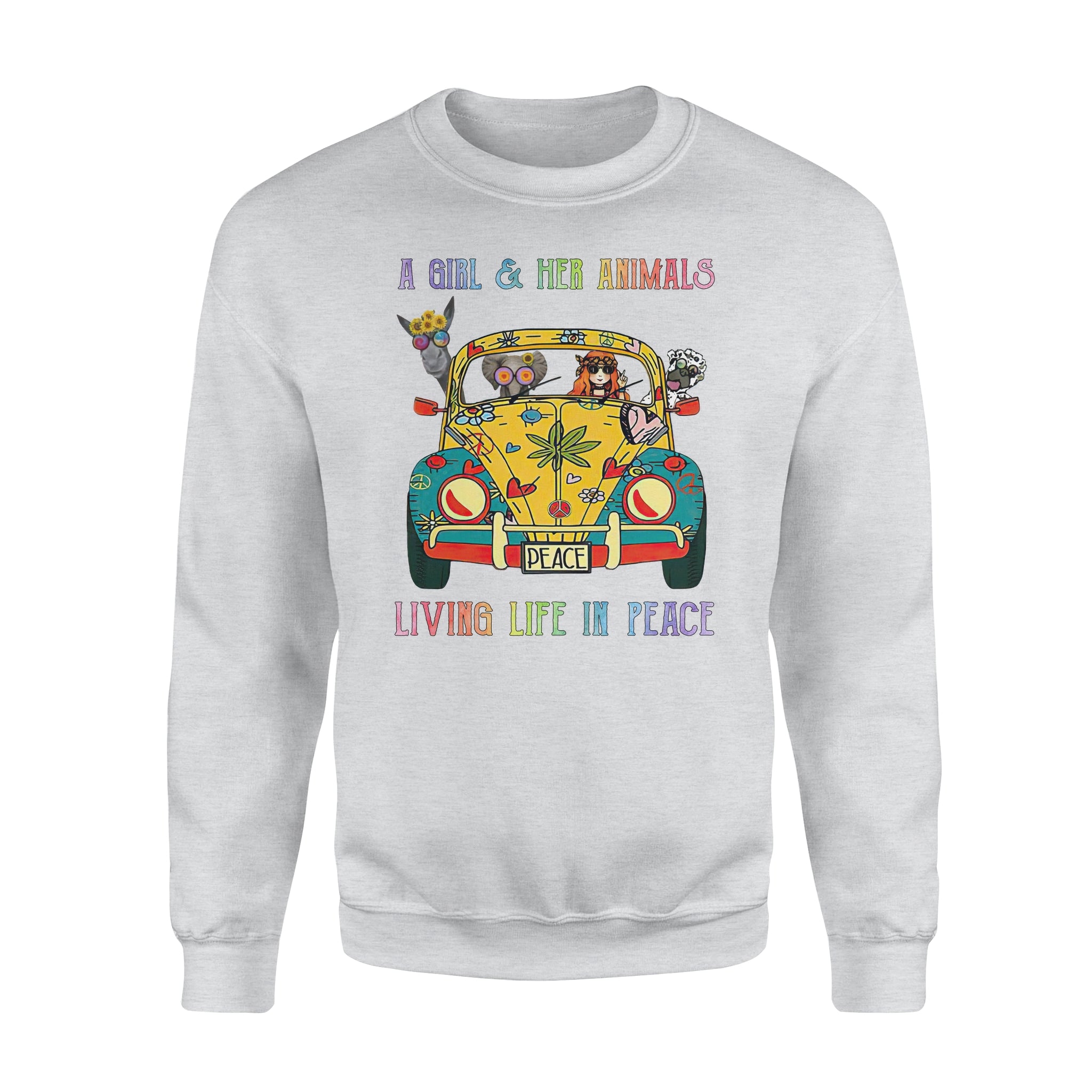 A Girl And Her Animals Living Life In Peace – Standard Crew Neck Sweatshirt