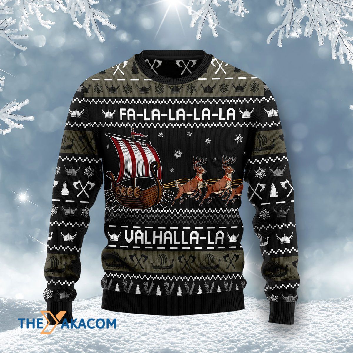 Merry Xmas Fa-La-La-Valhalla Viking Reindeer Ship Awesome Gift For Christmas Ugly Christmas Sweater