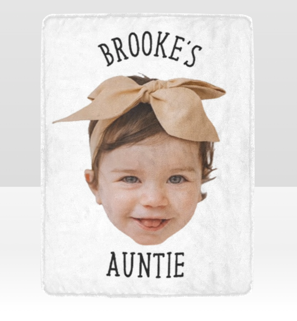 Autie’S Baby Face Blanket, Baby Face Photo Blanket, Birthday Gift For Autie, Funny Autie Gift, Aunt Gift Baby Photo Blanket