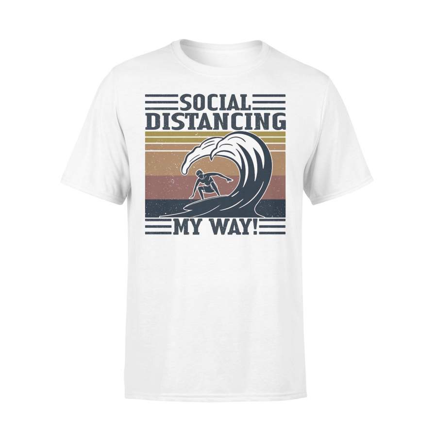 Surfing Social Distancing Vintage Retro T-shirt