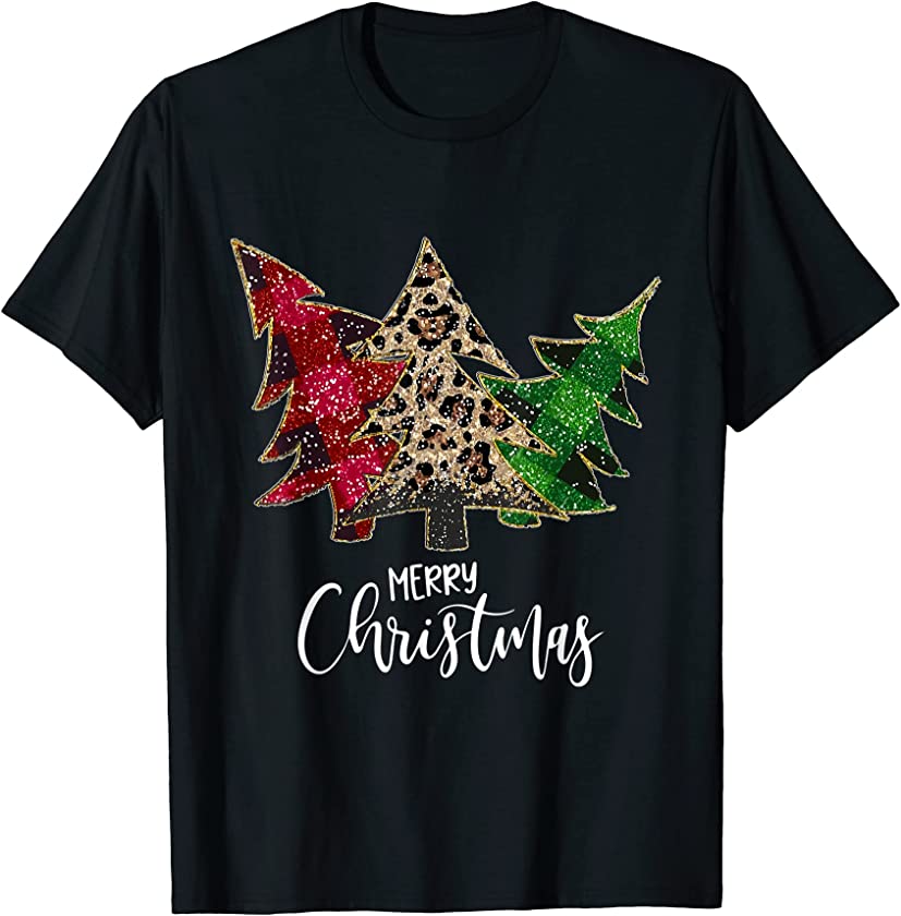 Christmas Trees Merry Xmas Tree Leopard T-Shirt