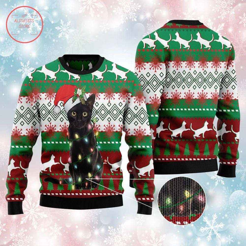 Black Cat Light Ugly Sweater – Diosweater