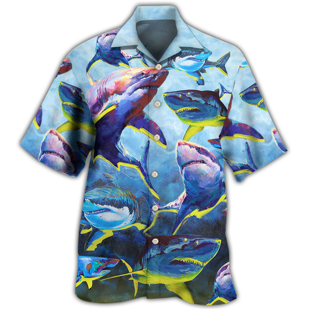 Shark Family Blue And Yellow Light – Hawaiian Shirt – Haws02Tnh020822